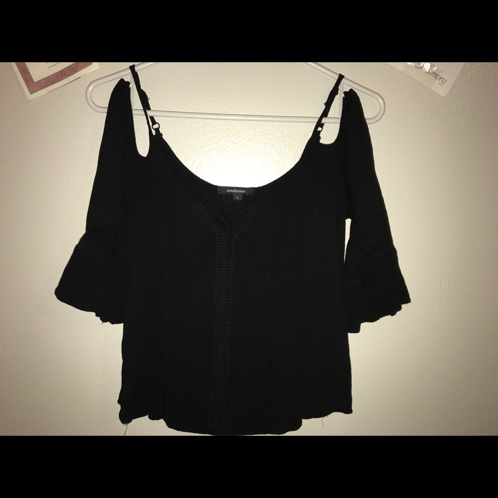 Black tank top, bare shoulders Blouse